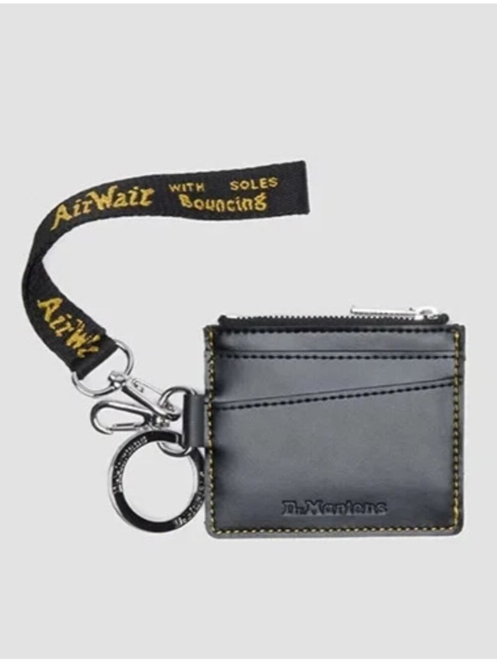Dr. Martens Black Kiev Leather Card Holder Wallet with Strap Mini Wallet Unisex